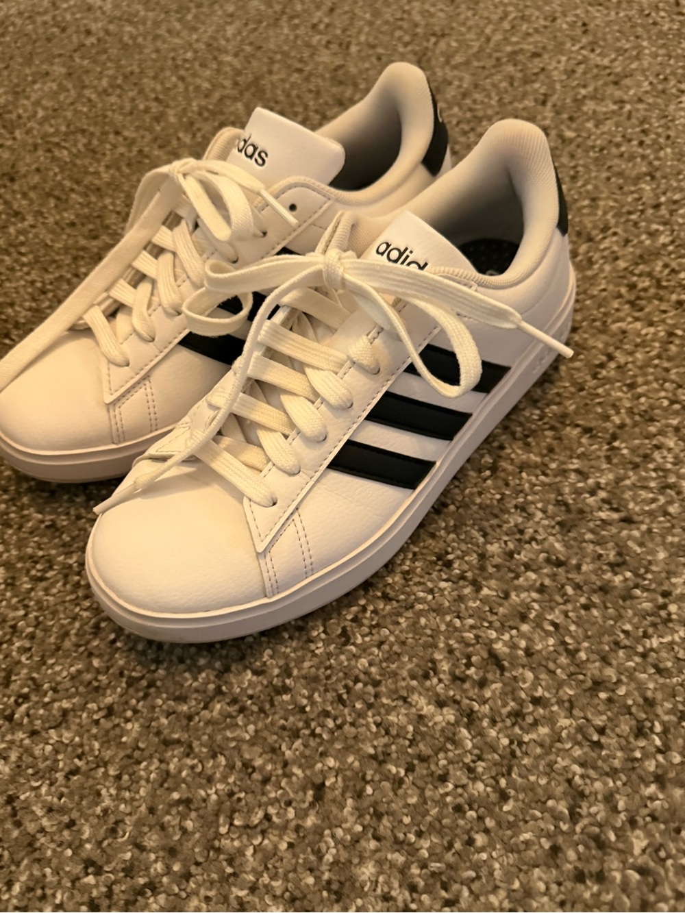 adidas Women's White Sneakers with Black Three-Stripes
